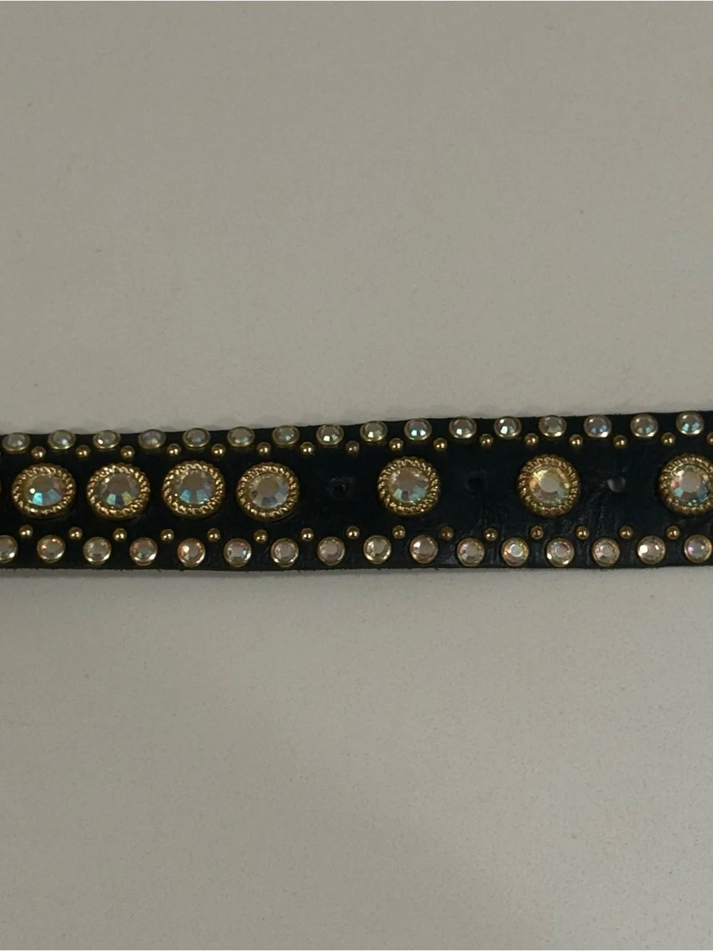 Kippys Black Crystal Belt with Silver and Gold Tone Buckle